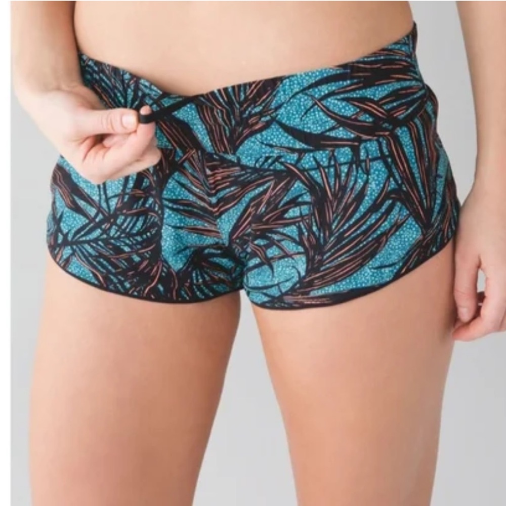 Lululemon Surf Short II Palm Lace Tofino Teal Black Reversible